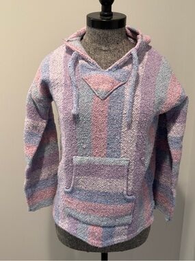 Pastel Striped Hooded Sweater - Pink, Lavender & Blue